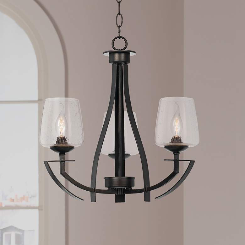 Image 1 Perry Collection 20 inch Wide Black Iron Chandelier