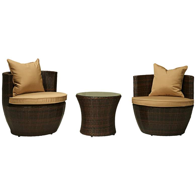 Image 1 Perry Espresso Brown Wicker 3-Piece Outdoor Seating Set