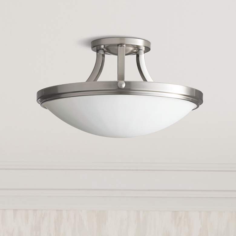 Image 1 Perry Steel 15 3/4 inch Wide Ceiling Light Fixture