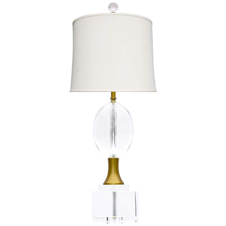 Image 1 Perseid Antique Brass and Polished Crystal Table Lamp