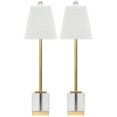 Perseid Polished Crystal and Gold Leaf Table Lamps Set of 2
