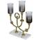Persey 16.5"  Black & Gold Aluminum Glass Candle Holder with Marbl