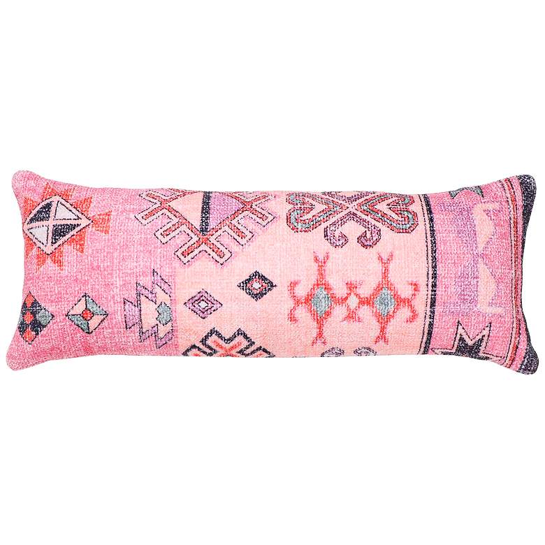 Image 1 Persia Pink Woven Fiber 27" x 10" Bolster Pillow