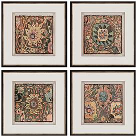 Image1 of Persian Carpet 22"W x 22"H Framed Art Set of 4