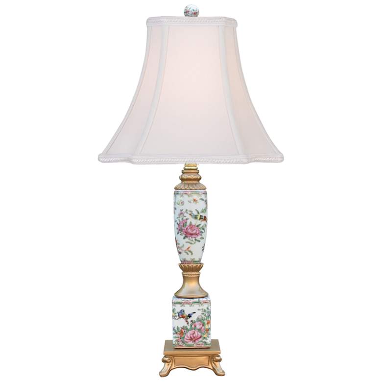 Image 1 Persimmon Floral Porcelain Secretary Table Lamp