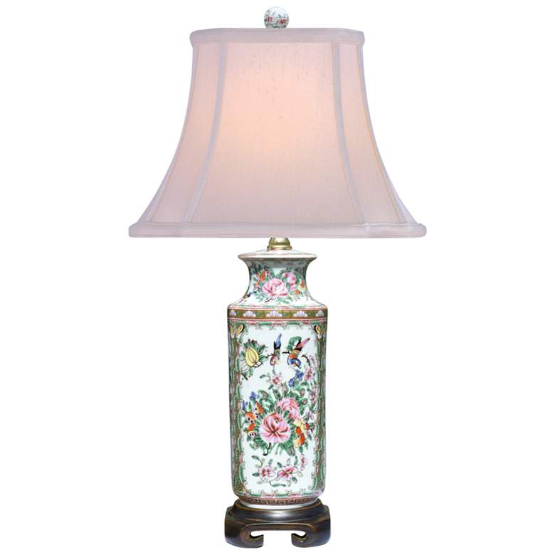 Image 1 Persimmon Rose Medallion Porcelain Canton Vase Table Lamp