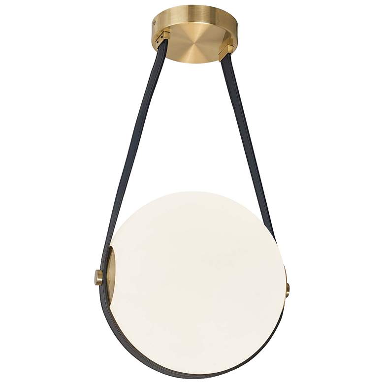 Image 1 Persis 11.75" Wide Aged Brass 12W Pendant With White Opal Glass