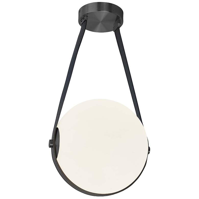 Image 1 Persis 11.75" Wide Matte Black 12W Pendant With White Opal Glass