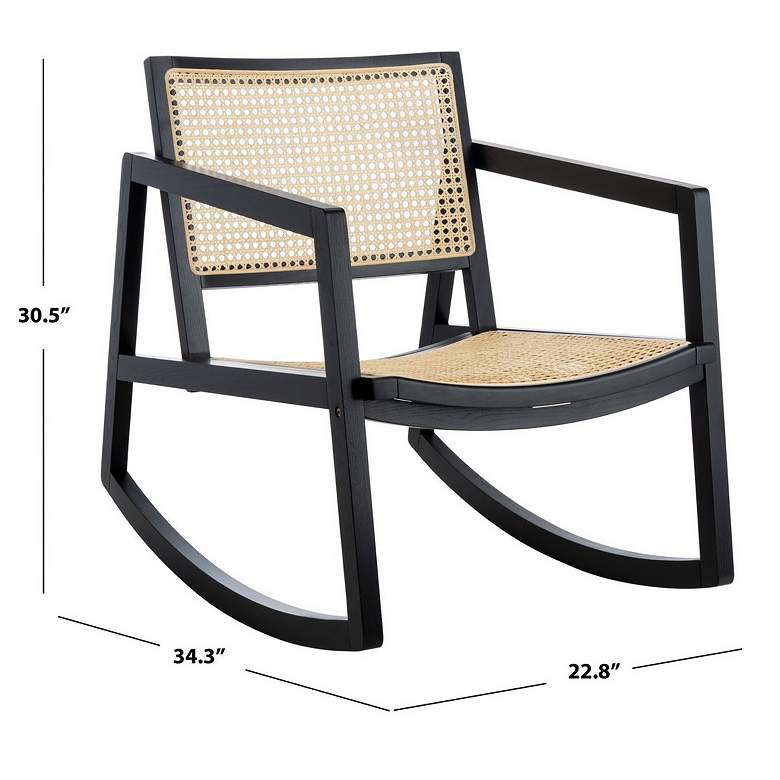 Image 6 Perth Black and Natural Rattan Rocking Chair more views