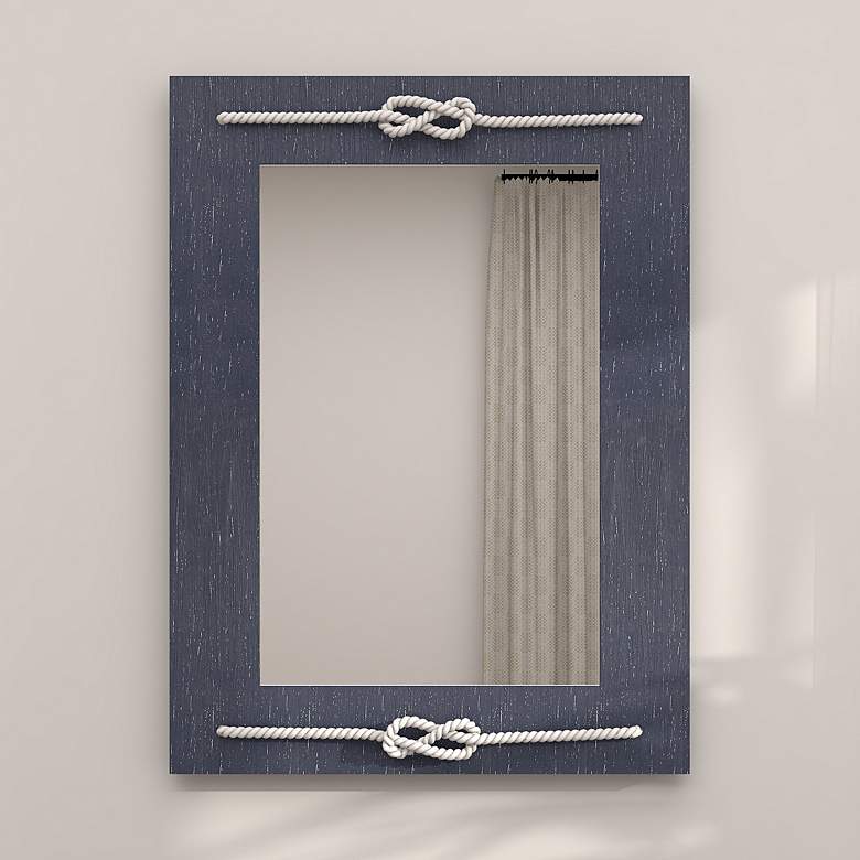 Image 1 Pescada Matte Blue Wood 23 inch x 31 inch Rectangular Wall Mirror