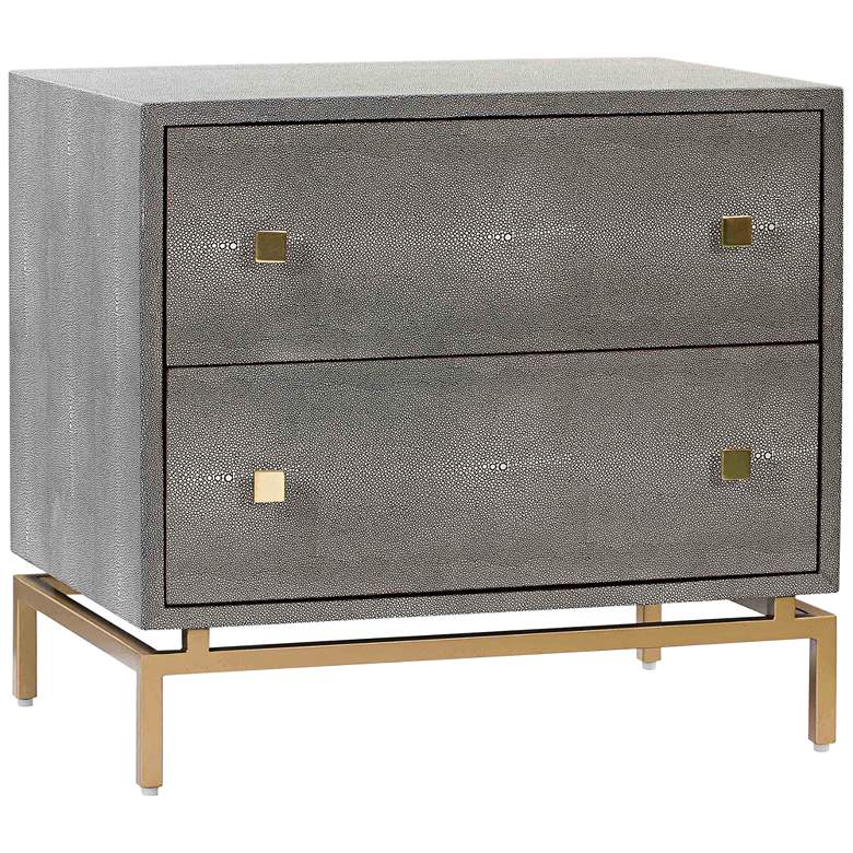 Image 2 Pesce Shagreen 25 inch Wide Textured Gray 2-Drawer Nightstand