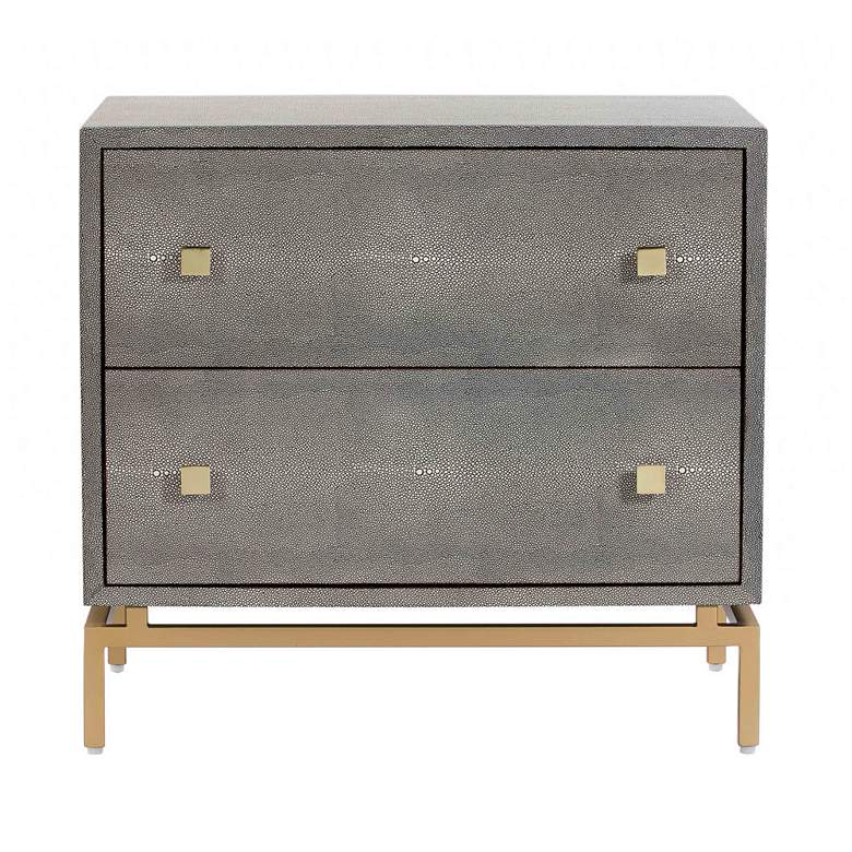 Image 7 Pesce Shagreen 25" Wide Textured Gray 2-Drawer Nightstand more views