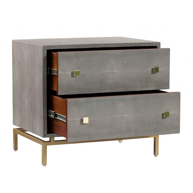 Image 4 Pesce Shagreen 25" Wide Textured Gray 2-Drawer Nightstands Set of 2 more views