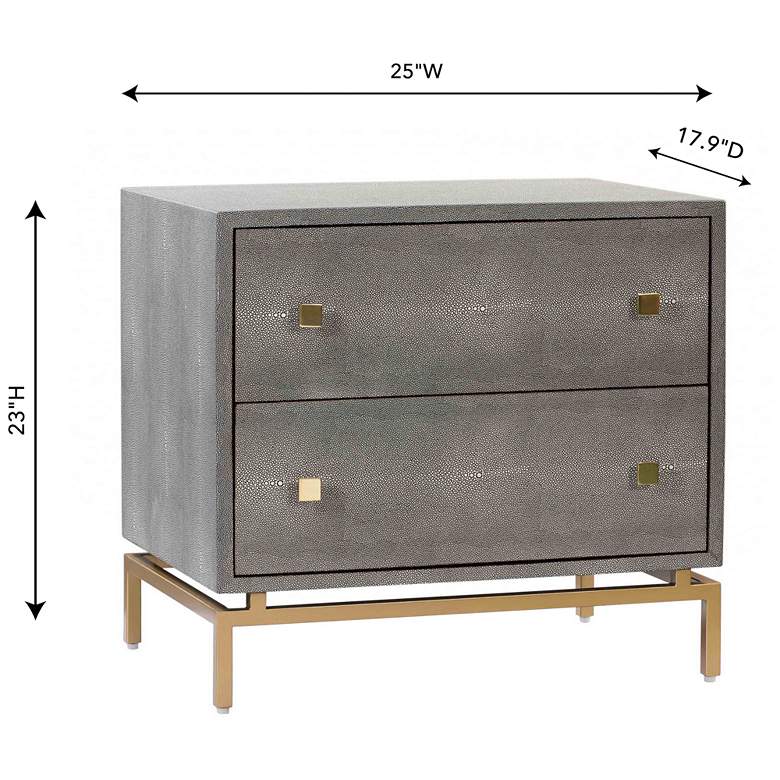 Image 7 Pesce Shagreen 25" Wide Textured Gray 2-Drawer Nightstands Set of 2 more views