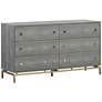 Pesce Shagreen 57" Wide Gray Acacia Wood and Iron 6-Drawer Dresser