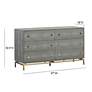 Pesce Shagreen 57" Wide Gray Acacia Wood and Iron 6-Drawer Dresser