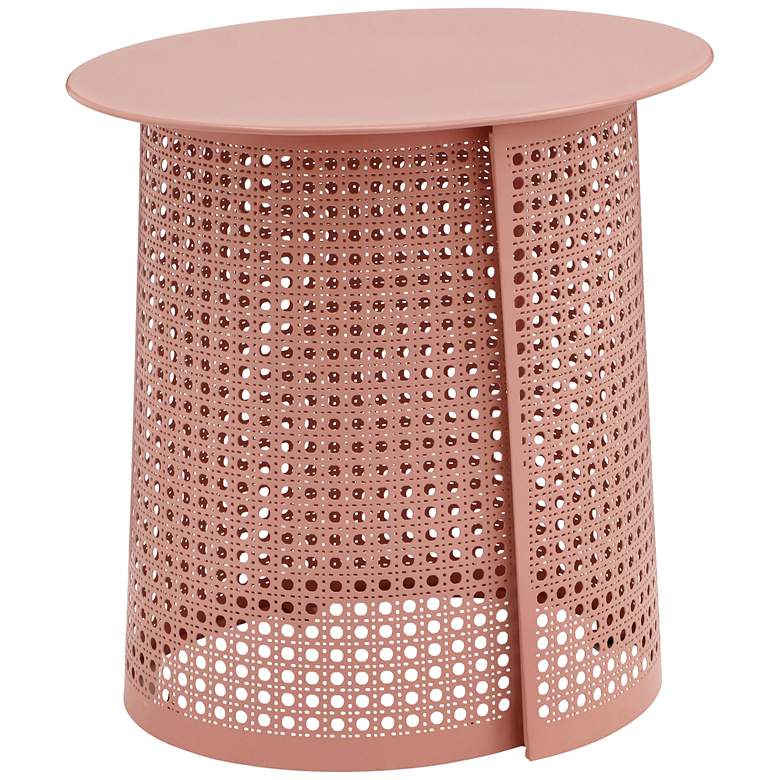 Image 1 Pesky 21" Wide Coral Pink Oval Side Table