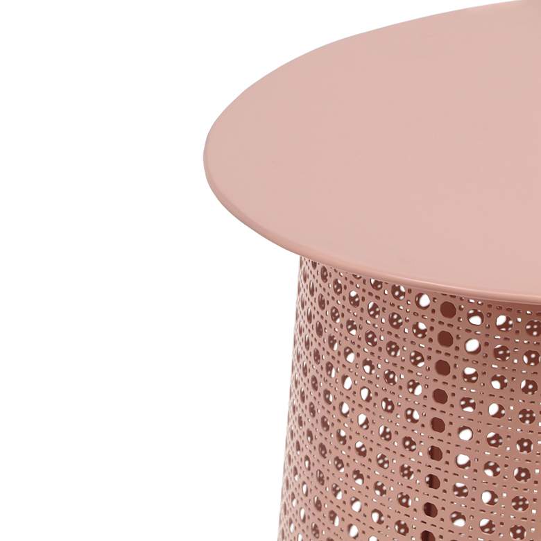 Image 3 Pesky 21 inch Wide Coral Pink Oval Side Table more views