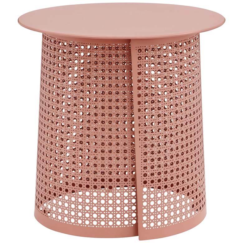 Image 6 Pesky 21 inch Wide Coral Pink Oval Side Table more views