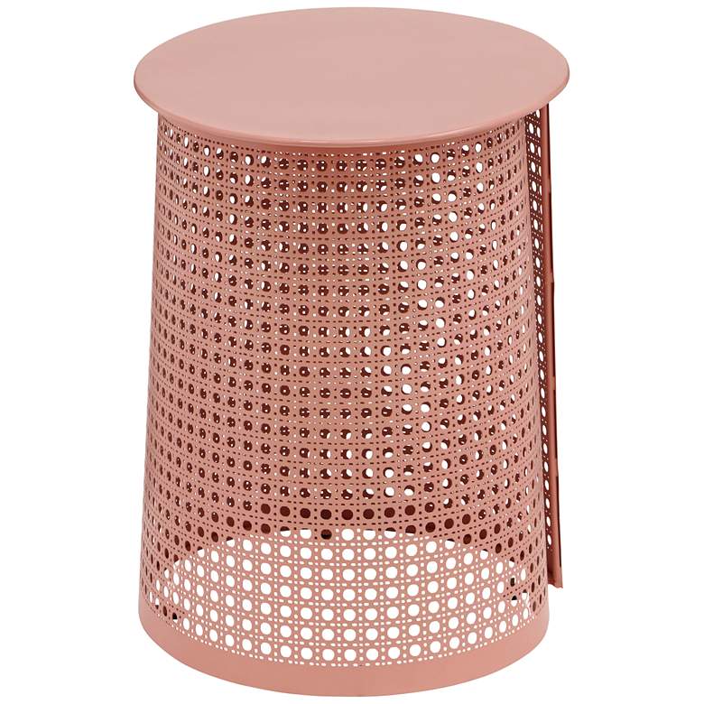 Image 7 Pesky 21 inch Wide Coral Pink Oval Side Table more views