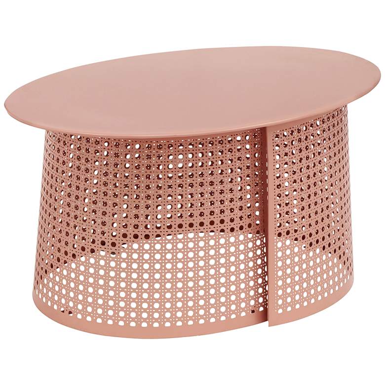 Image 3 Pesky 32 inch Wide Coral Pink Oval Coffee Table