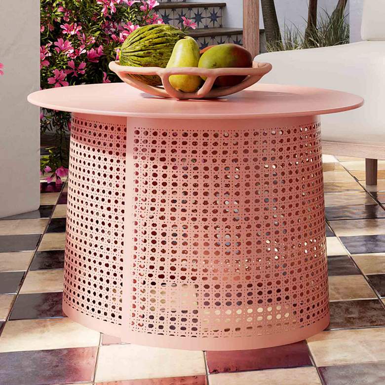 Image 2 Pesky 32" Wide Coral Pink Oval Coffee Table
