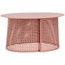Pesky 32" Wide Coral Pink Oval Coffee Table in scene