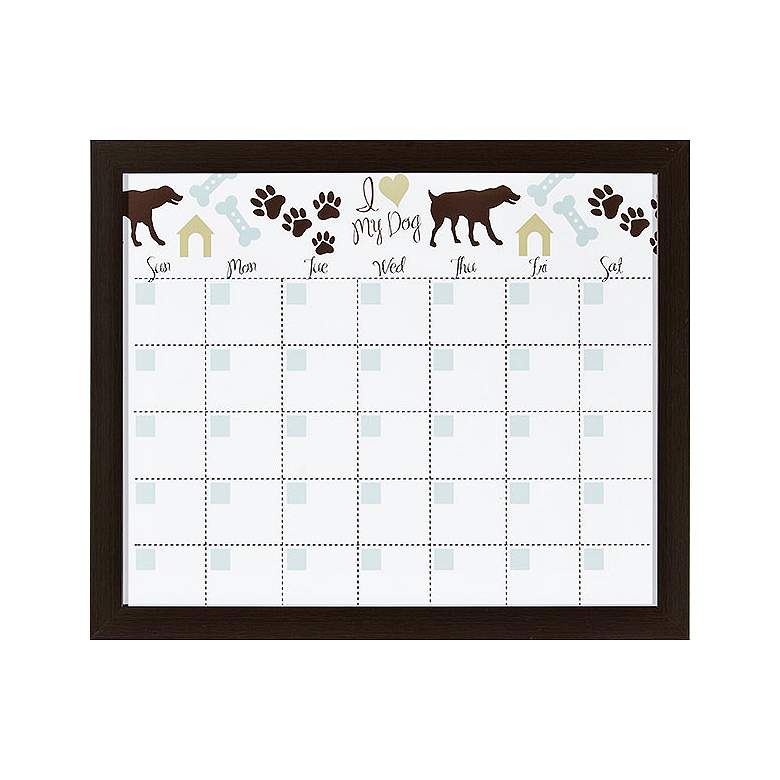 Image 1 Pet 22 inch Wide Brown Framed Wall Calendar