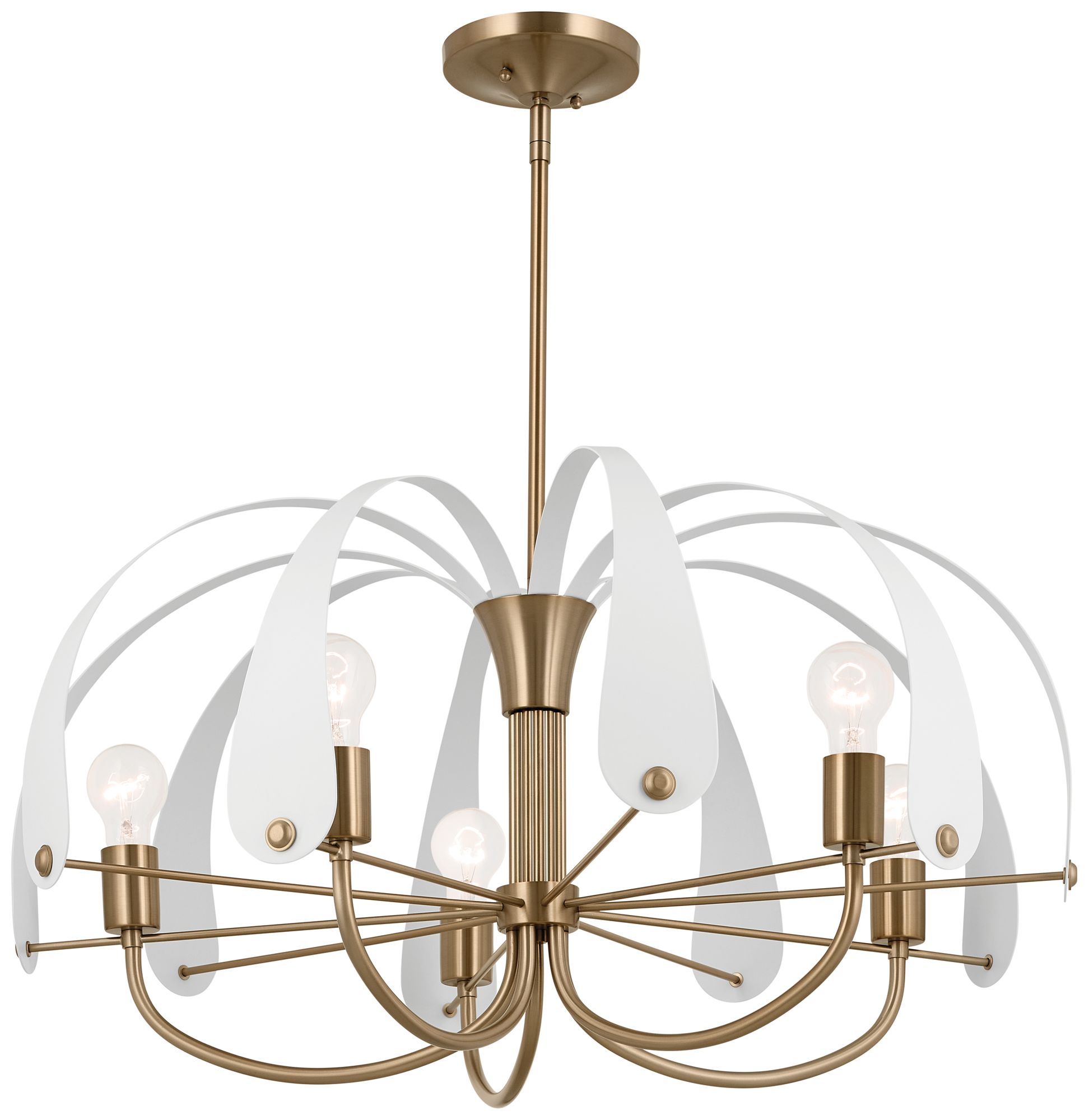 Petal 31 Inch 5 Light Chandelier in Champagne Bronze with Black or White