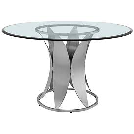 Image1 of Petal 48 in. Modern Round Dining Table in Glass and Stainless Steel