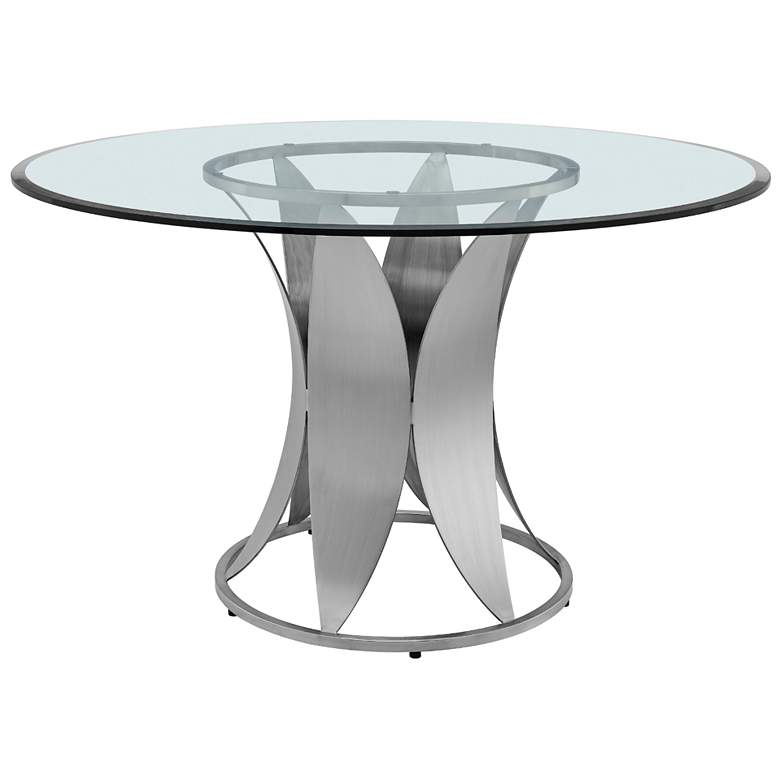Image 1 Petal 48 in. Modern Round Dining Table in Glass and Stainless Steel