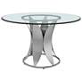 Petal 48 in. Modern Round Dining Table in Glass and Stainless Steel