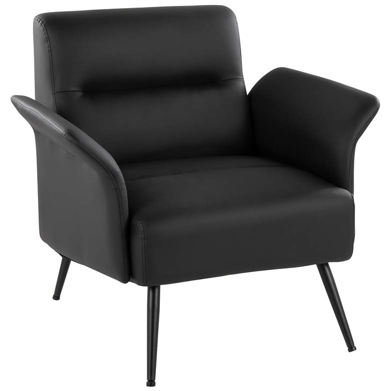 Image 2 Petal Accent Chair in Black Metal and Black Faux Leather by LumiSource
