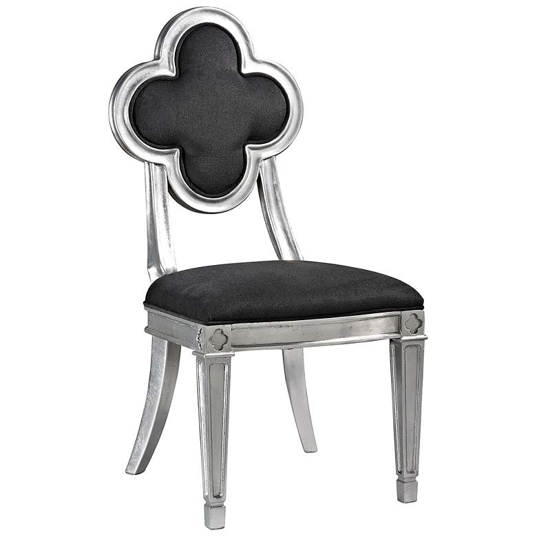 Image 1 Petal Dark Gray Chenille Silver Leaf Dining Chair