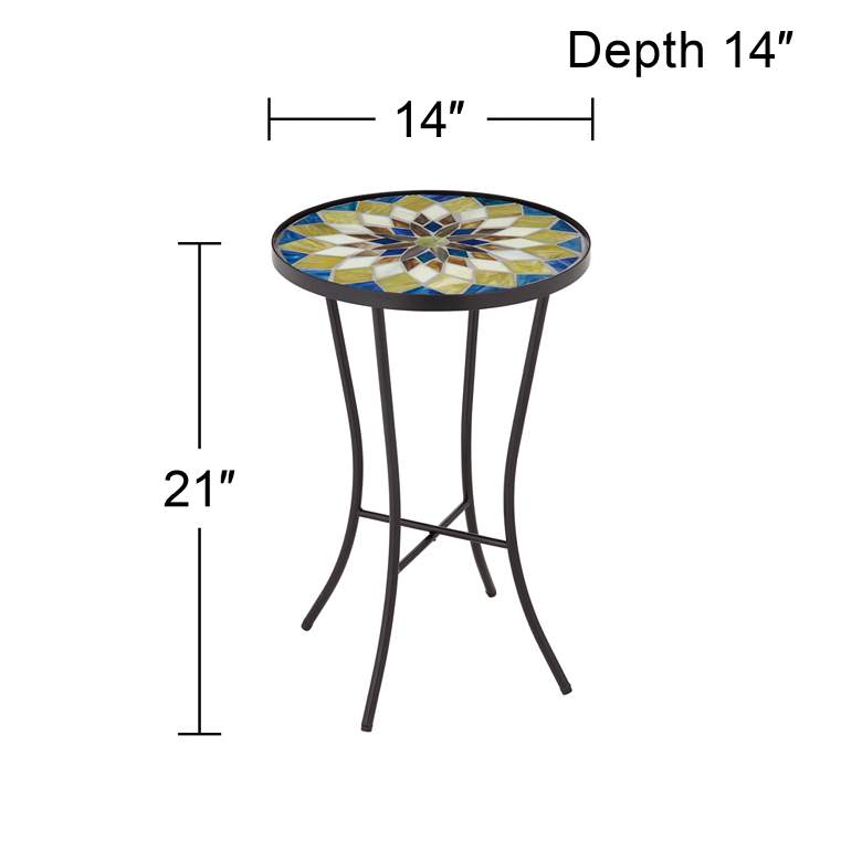 Image 7 Petal Mosaic Multicolor Outdoor Accent Tables Set of 2 more views