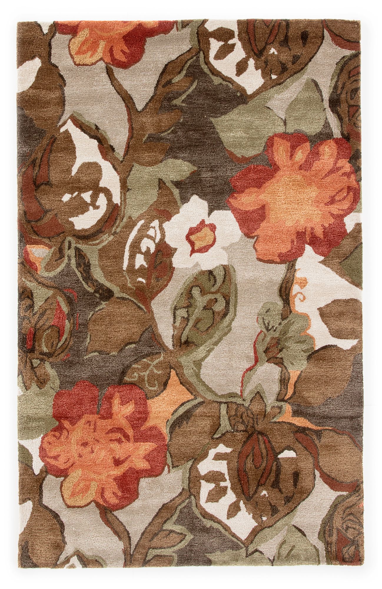 Thumbnail2 of Petal Pusher BL12 3'6"x5'6" Light Gray Brown Floral Area 