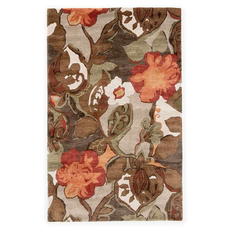 Image 2 Petal Pusher BL12 5'x8' Light Gray and Brown Floral Area Rug