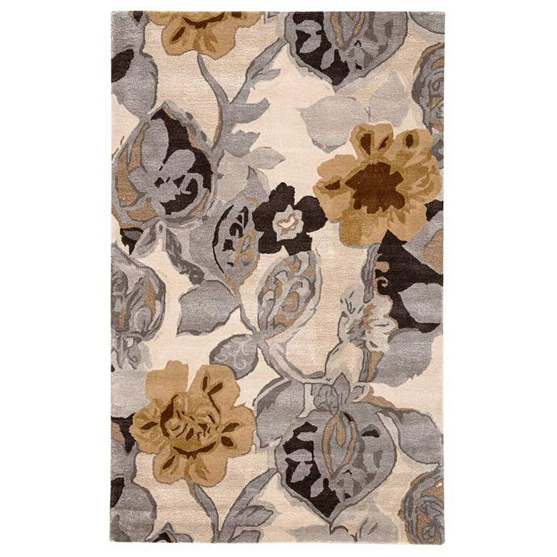 Image 1 Petal Pusher BL65 5'x8' White and Gray Floral Area Rug