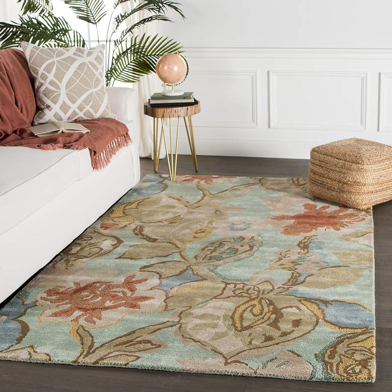 Image 1 Petal Pusher BL71 5'x8' Multi-Color Green Floral Area Rug