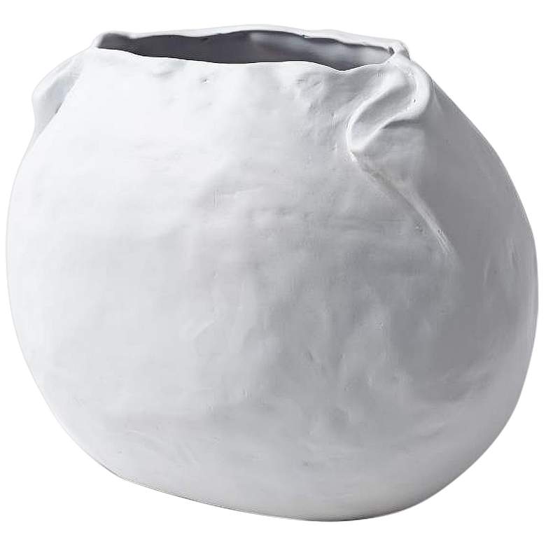 Image 1 Petale Matte White 12 1/4 inch Wide Ceramic Decorative Vase
