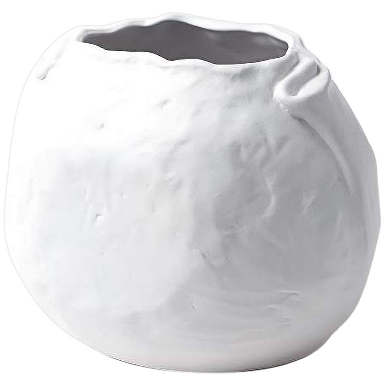 Image 1 Petale Matte White 9 3/4 inch Wide Ceramic Decorative Vase