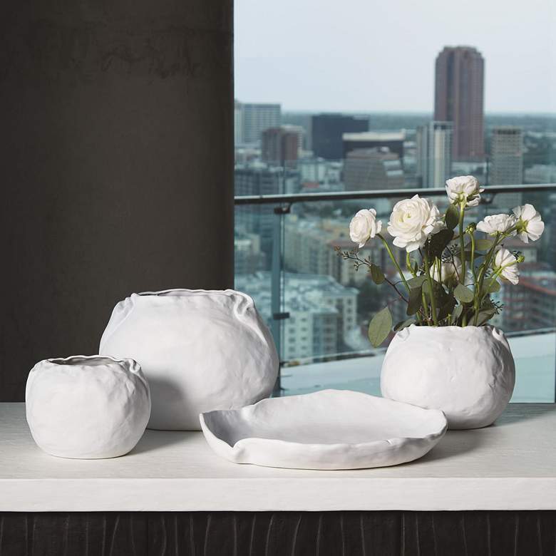 Image 2 Petale Matte White Ceramic Decorative Pinch Bowl more views