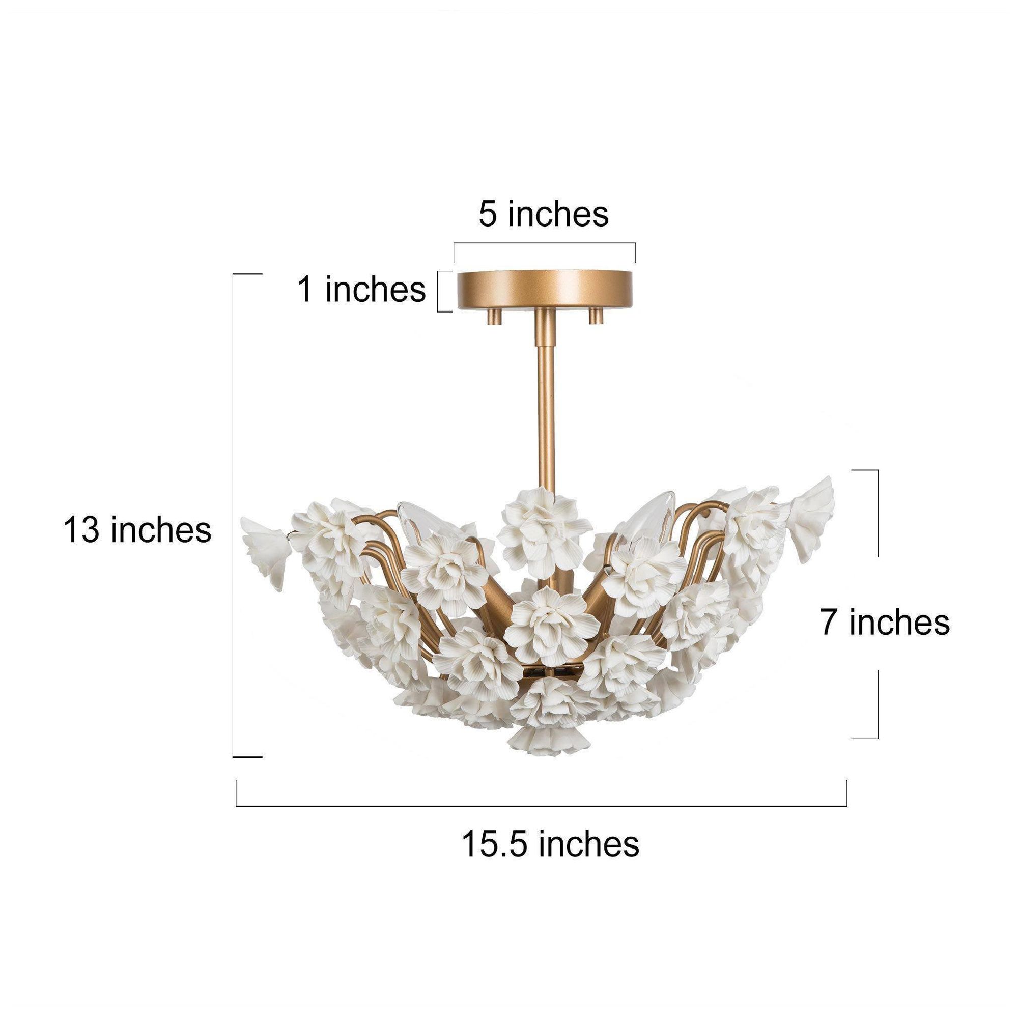 Image 2 Petalina 15.7" wide 3-Light Brass Art Deco Semi-flush Mount more views