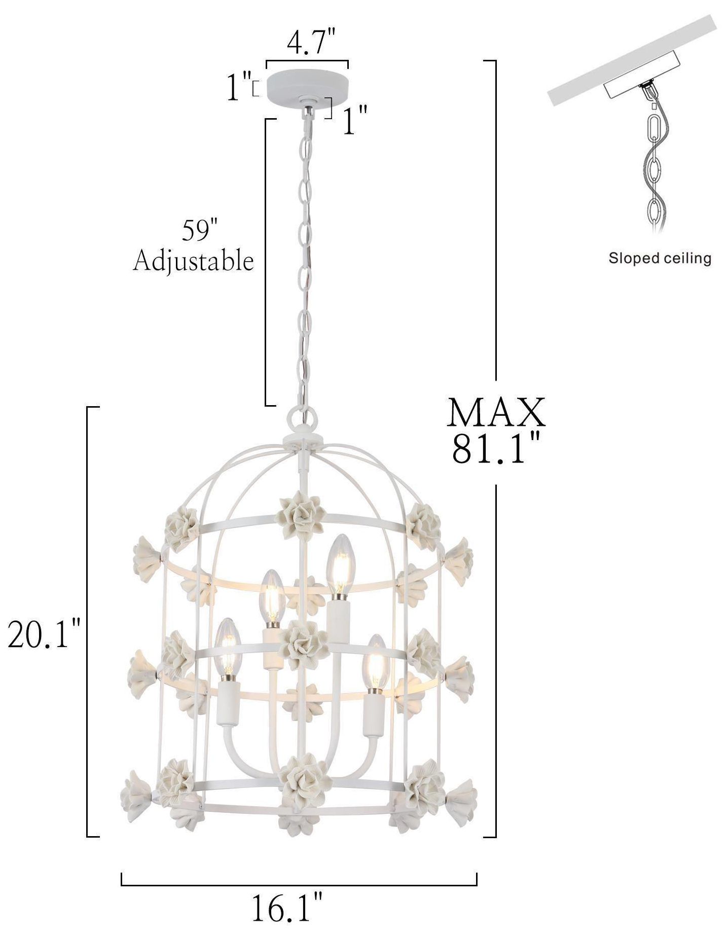Image 2 Petalina 16.1" wide 4-Light Brass Art Deco Cage Lantern Chandelier more views