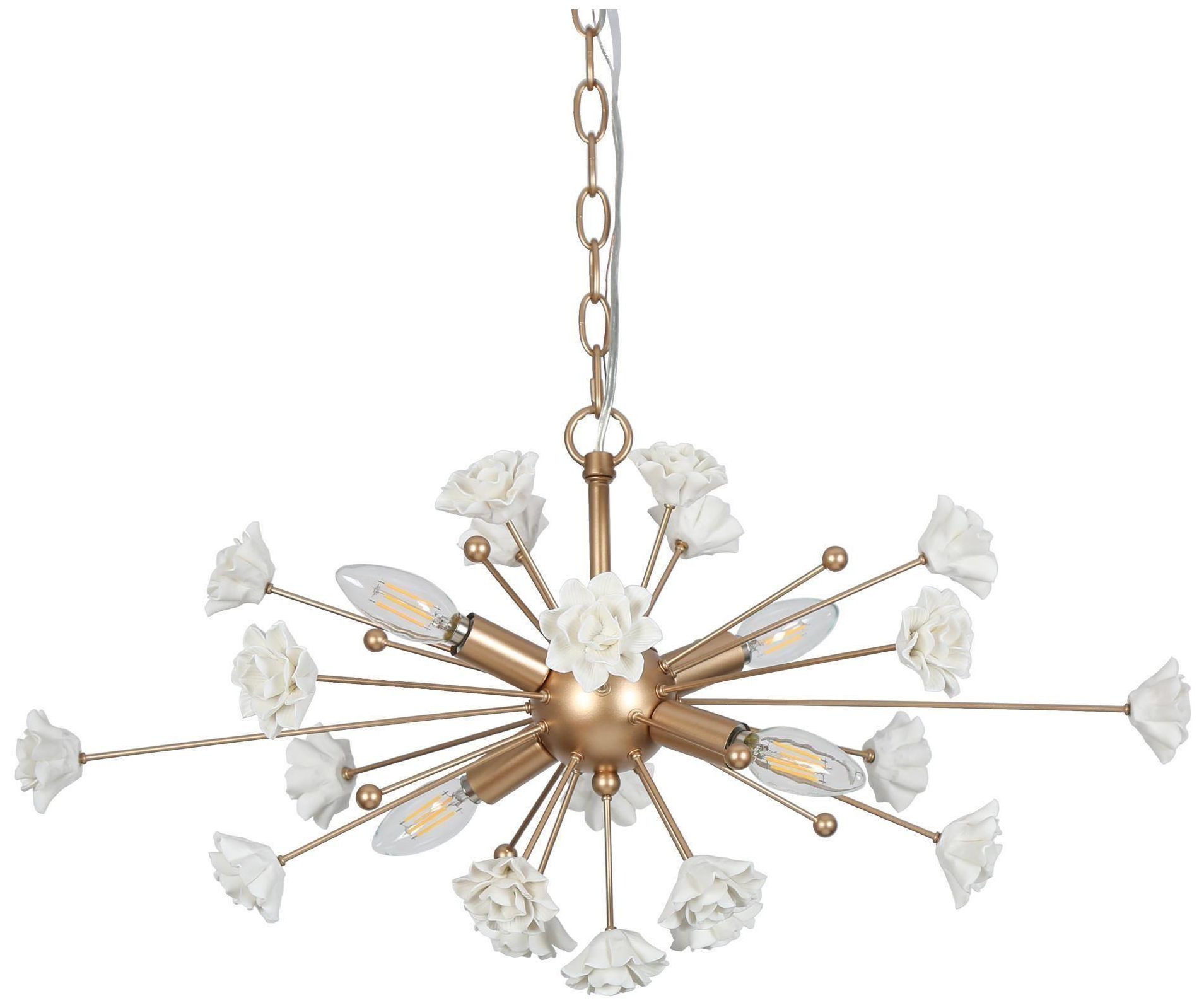 Thumbnail2 of Petalina 24.8" wide 4-Light Brass Art Deco Sputnik Chandelier more views