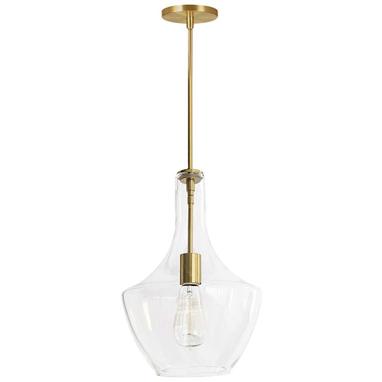 Image 1 Petalite 10 1/4" Wide Aged Brass Mini Pendant w/ Clear Glass