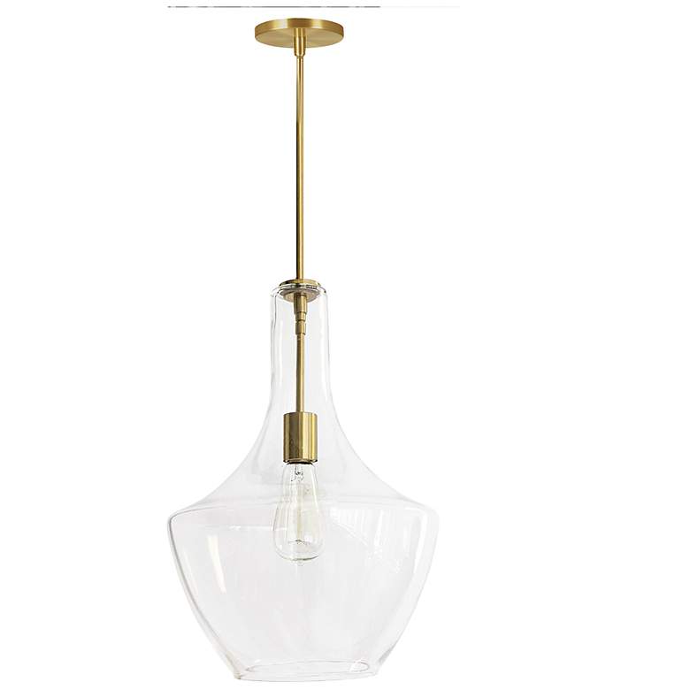 Image 1 Petalite 12 1/2" Wide Aged Brass Pendant Light