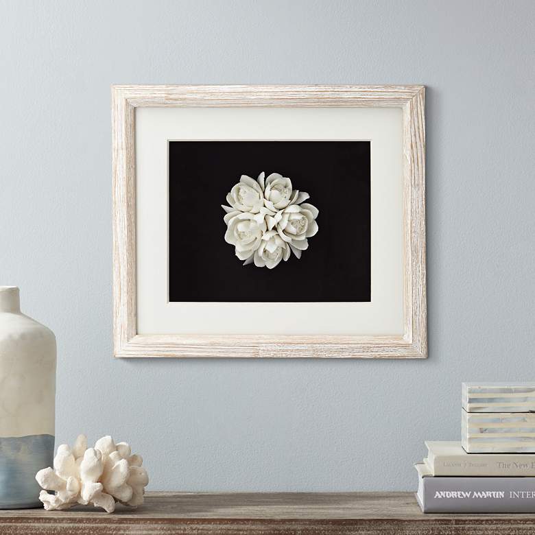 Image 1 Petals 15 inch Wide White Flower Shadow Box Framed Wall Art