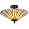 Petals 18" Wide Bronze Tiffany Style Ceiling Light