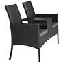 Pete Black Metal and Rattan Double Chair with Center Table